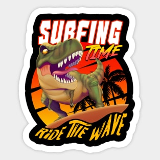 Dinosaur surfing time Sticker